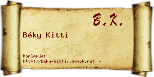 Béky Kitti névjegykártya